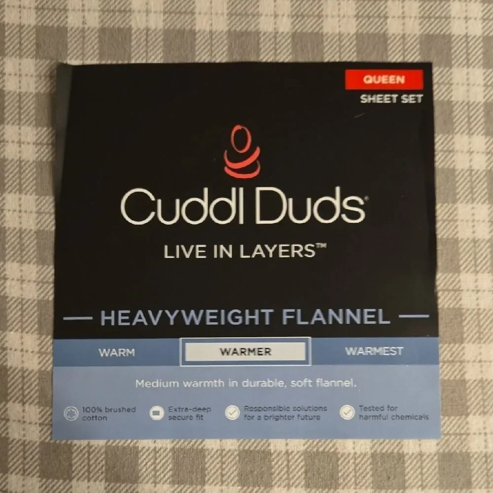 Cuddl Duds Heavyweight Flannel Set 100%Brushed Cotton